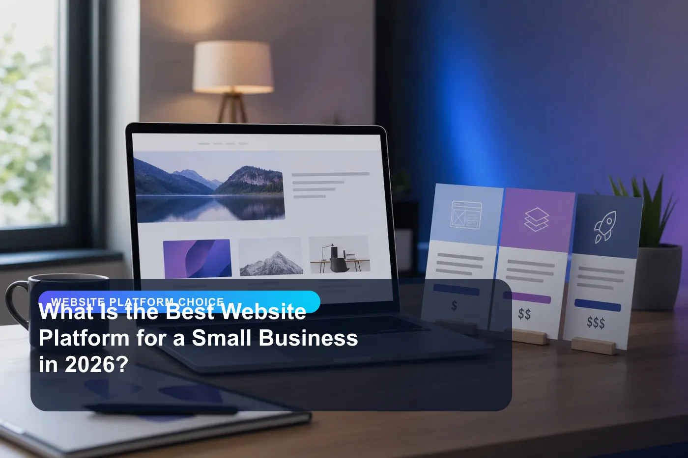 DigitalWiz website platform choice image for small businesses, showing a modern analytics and website workspace