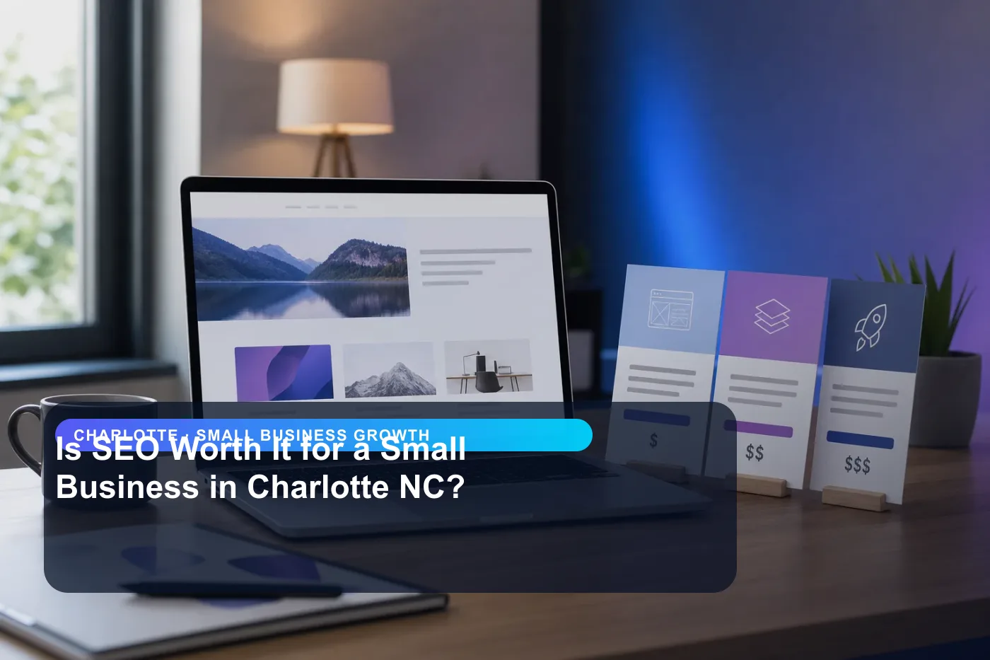 DigitalWiz small business growth image for small businesses in Charlotte, showing a modern analytics and website workspace