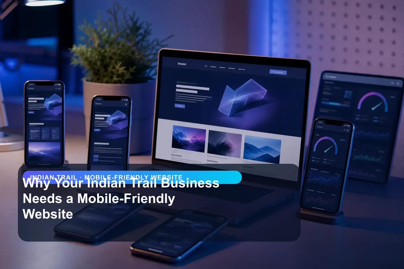 DigitalWiz mobile-friendly website image for small businesses in Indian Trail, showing a modern analytics and website workspace