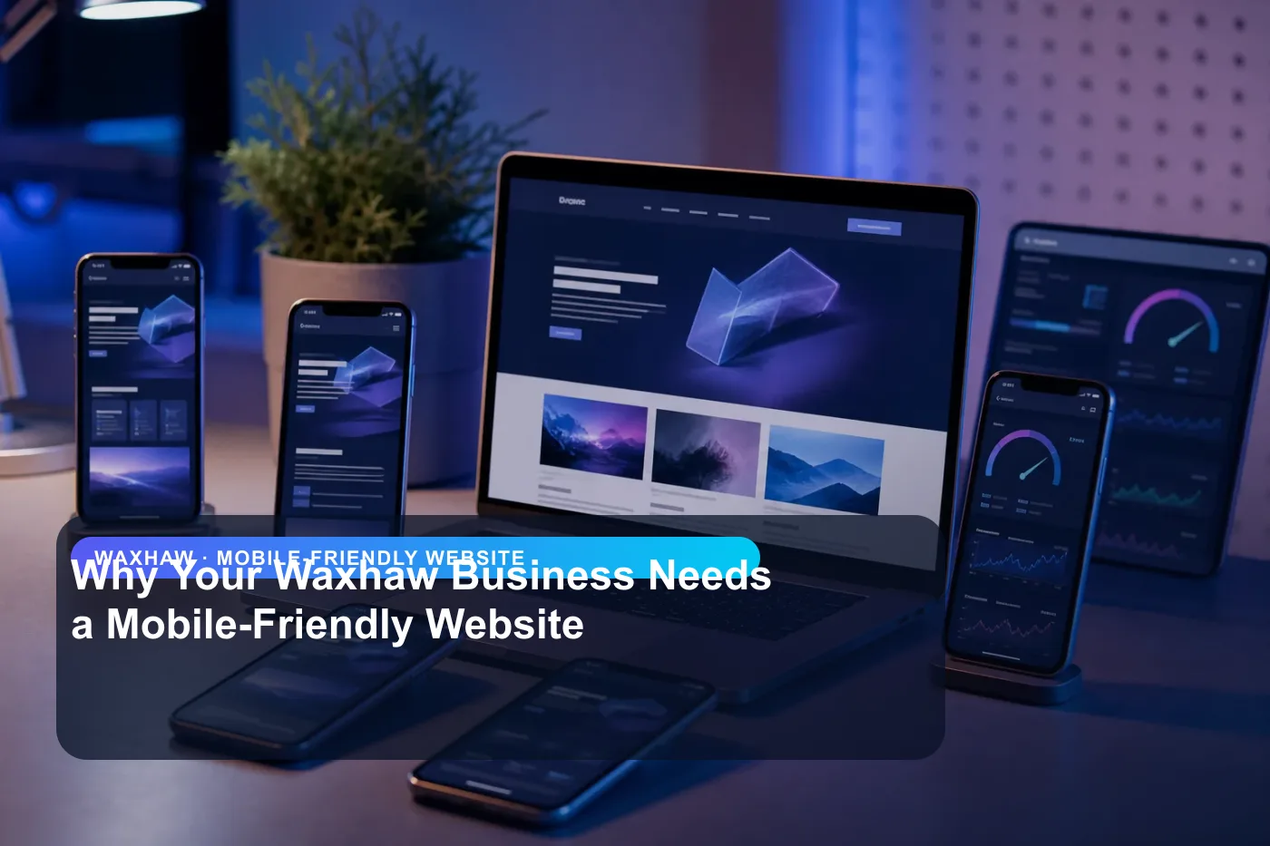 DigitalWiz mobile-friendly website image for small businesses in Waxhaw, showing a modern analytics and website workspace