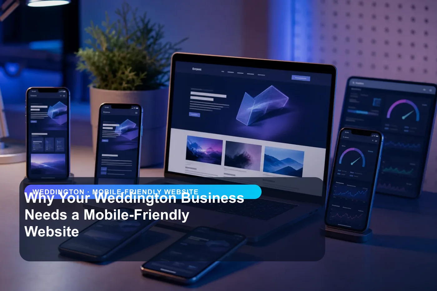DigitalWiz mobile-friendly website image for small businesses in Weddington, showing a modern analytics and website workspace
