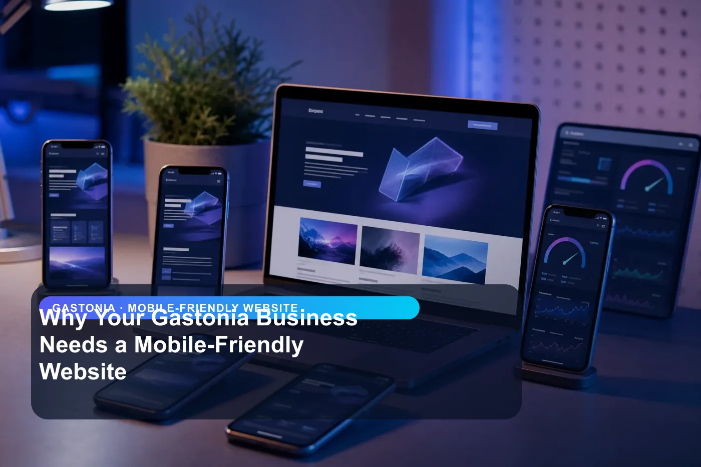 DigitalWiz mobile-friendly website image for small businesses in Gastonia, showing a modern analytics and website workspace