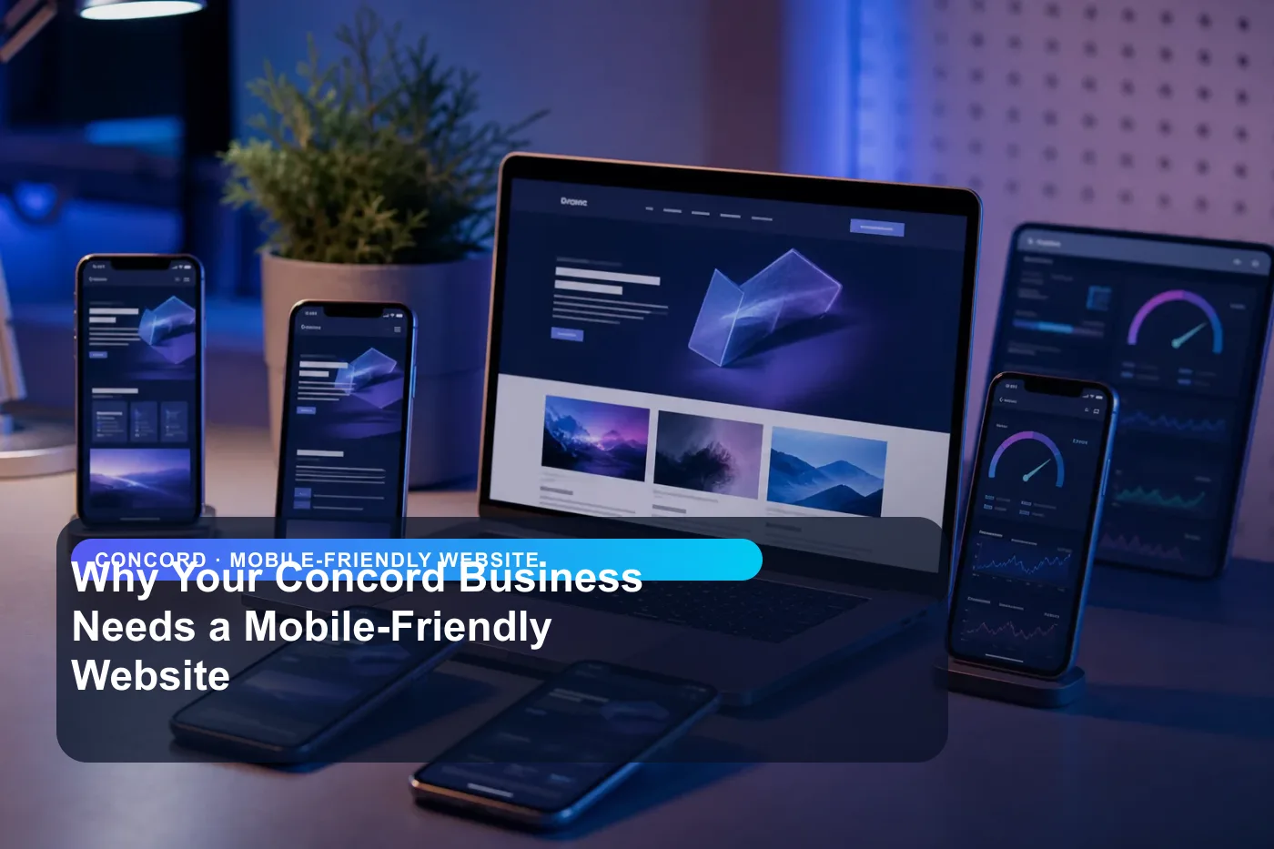 DigitalWiz mobile-friendly website image for small businesses in Concord, showing a modern analytics and website workspace