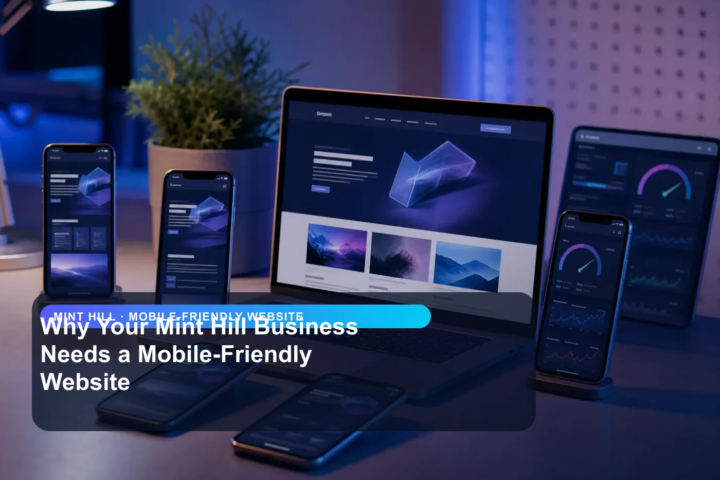 DigitalWiz mobile-friendly website image for small businesses in Mint Hill, showing a modern analytics and website workspace