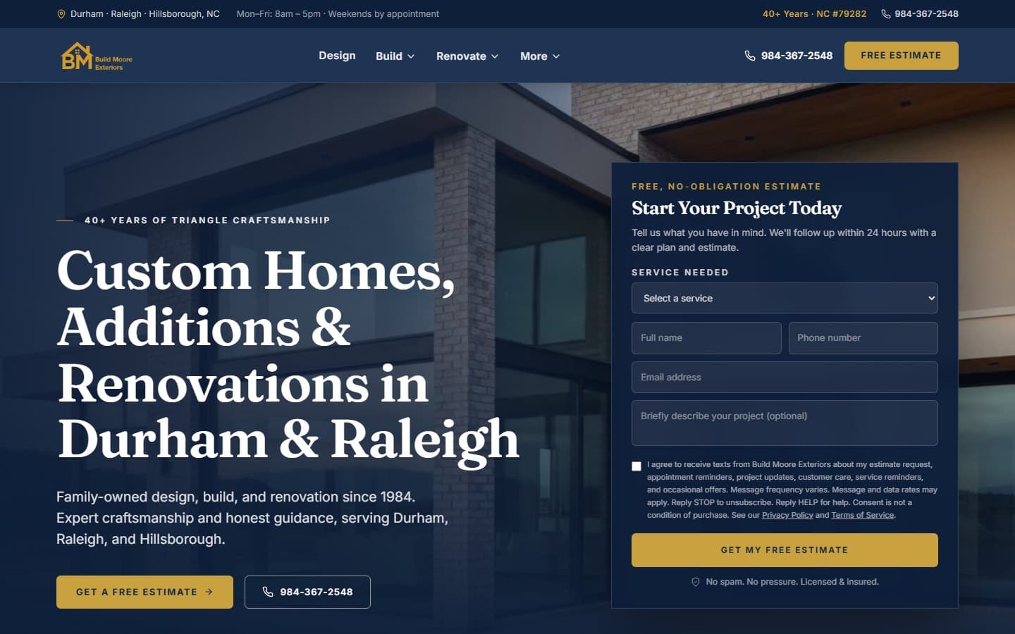 Build Moore Exteriors hero preview