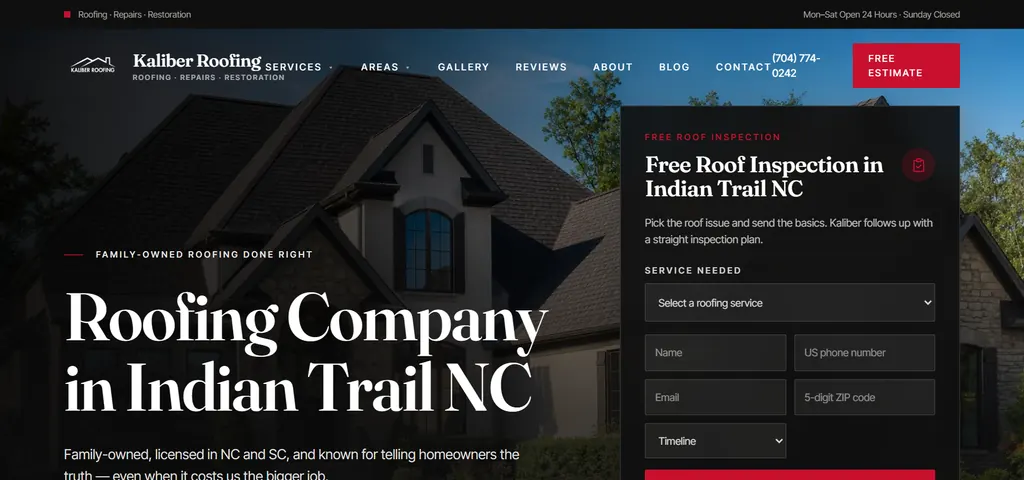 Kaliber Roofing hero preview